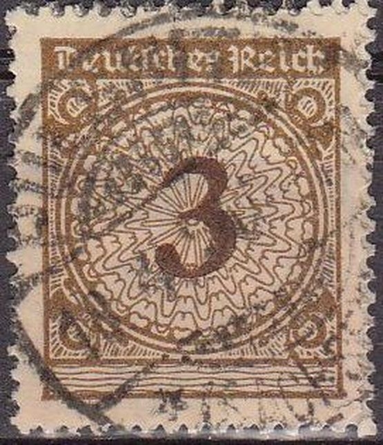 Alemania 1923 Scott 323 Sello º Cifras Numeros 3 Deutsches Reich Allemagne Duitsland Germania Germany Alemagne Deutschland
